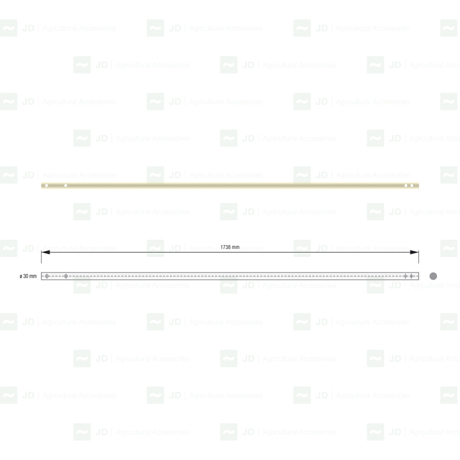 Bastón / Sacudidor redondo macizo adaptable a vendimiadoras New Holland / Braud (47699405). NEW-405